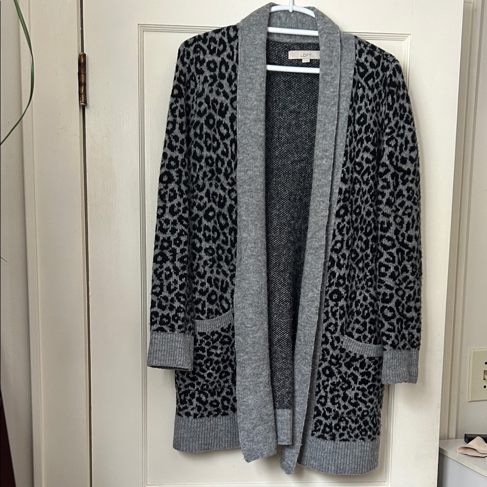 LOFT Charcoal and Light Gray Knit Sweater